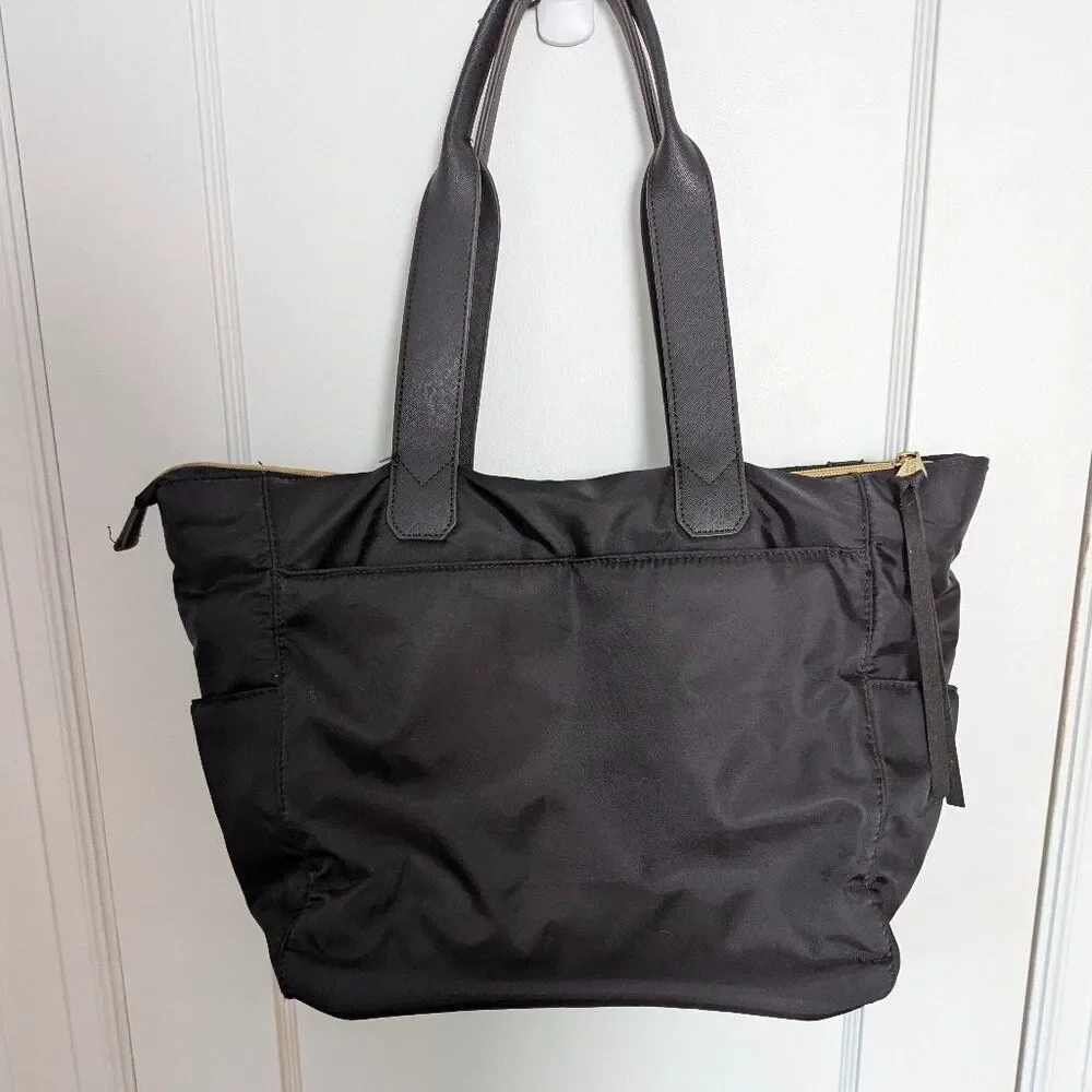 Aimee Kestenberg | Black Nylon Travel Tote Bag with Gold Hardware